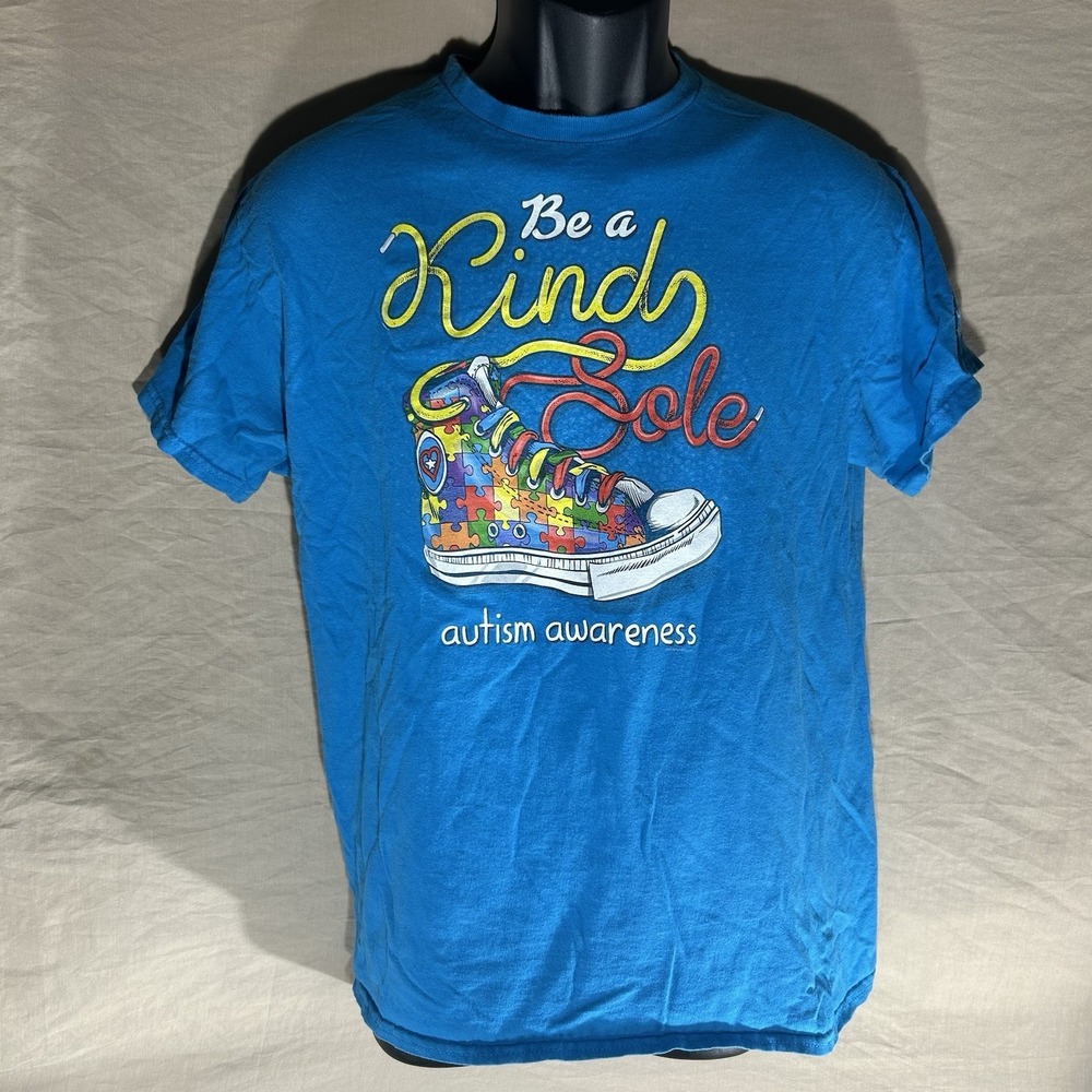 Autism Awareness "Be a Kind Sole" Graphic T-Shirt Blue Size Medium